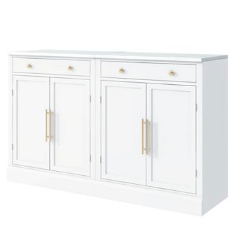 Merax Buffet Food Storage, Coffee Bar Cabinet with Drawer, 2 Adjustable Shelves and 2 Door Shelves