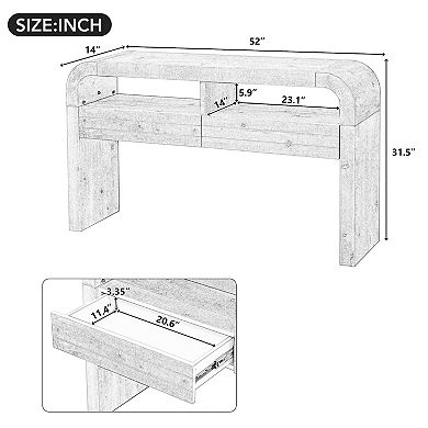 Merax Console Table Entryway Table，Retro Curved Sofa Table with 2 Large Drawers