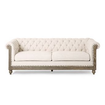 Merax Mirod Comfy 3-Seat Sofa with Wooden Legs, Retro Style for Living Room and Study