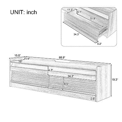 Merax Mirod Modern TV Stand with Ample Storage,4 Drawer Design with Tempered Glass