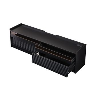 Merax Mirod Modern TV Stand with Ample Storage,4 Drawer Design with Tempered Glass