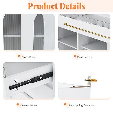 Merax Large Coffee Bar Storage Cabinet with 6 Drawers, 5 Cabinets