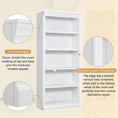 Merax 83.4" Tall Wood Bookcase，5-Tier Home Decor Bookshelves
