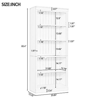 Merax 83.4" Tall Wood Bookcase，5-Tier Home Decor Bookshelves