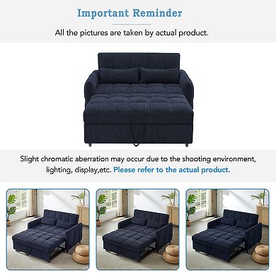 Merax 52.8" Loveseat Sofa Pull-out Sofa Bed Tufted Sleeper Sofa with an Adjustable Backrest
