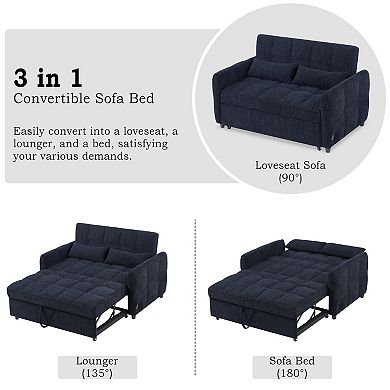 Merax 52.8" Loveseat Sofa Pull-out Sofa Bed Tufted Sleeper Sofa with an Adjustable Backrest