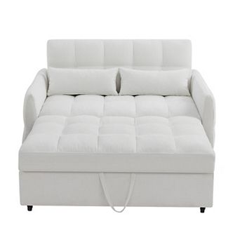 Merax 52.8" Loveseat Sofa Pull-out Sofa Bed Tufted Sleeper Sofa with an Adjustable Backrest
