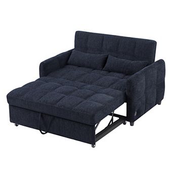 Merax 52.8" Loveseat Sofa Pull-out Sofa Bed Tufted Sleeper Sofa with an Adjustable Backrest