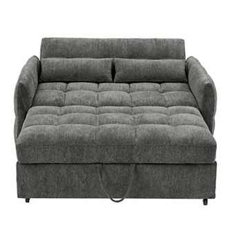 Merax 52.8" Loveseat Sofa Pull-out Sofa Bed Tufted Sleeper Sofa with an Adjustable Backrest