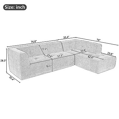 Merax Modular Combination Living Room Sofa Set, Modern Minimalist Sofa