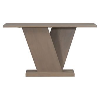 Merax Mirod Console Table with Natural Wood Veneer,V-Base Design for Classic Versatility