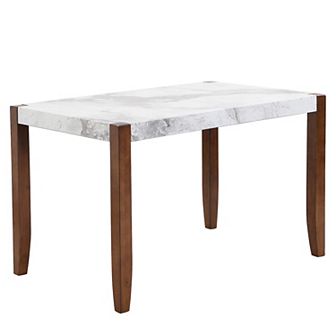 Merax 46.5" Dining Table, Modern Kitchen Table, Rectangular Faux Marble Style Table
