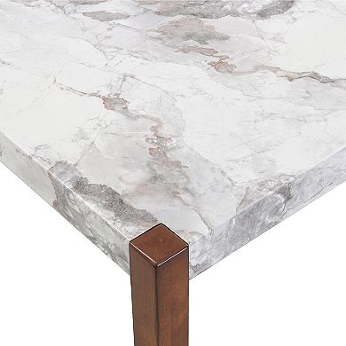 Merax 46.5" Dining Table, Modern Kitchen Table, Rectangular Faux Marble Style Table