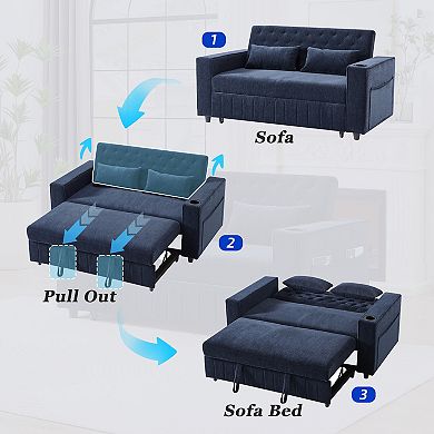 Merax Pull-out Sofa Bed Convertible Couch Loveseat Sofa Modern Sleeper Sofa