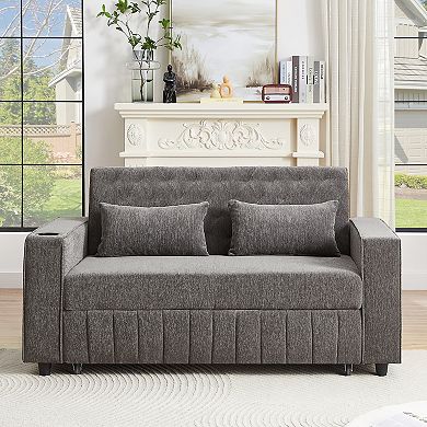 Merax Pull-out Sofa Bed Convertible Couch Loveseat Sofa Modern Sleeper Sofa