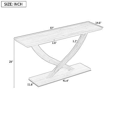 Merax Modern Rustic Console Table with Cross-Leg Design