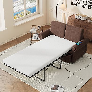 Merax 57.9" Orisfur Pull Out Sofa Bed Loveseat Sleeper with Twin Size Memory Mattress