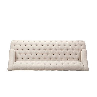 Merax Comfy 3-Seat Fabric Sofa with Wooden Legs - Living Room & Study Couch