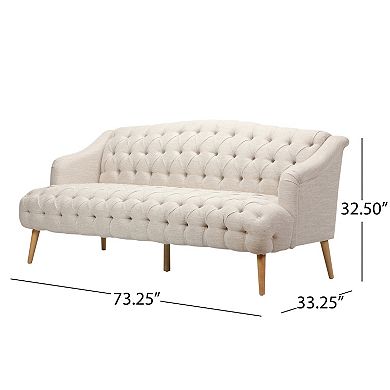 Merax Comfy 3-Seat Fabric Sofa with Wooden Legs - Living Room & Study Couch