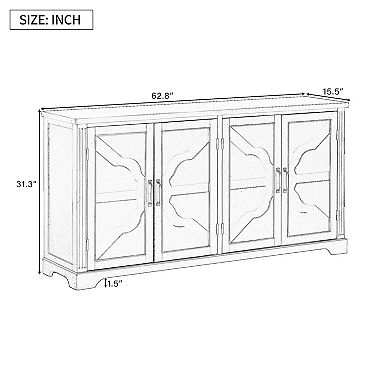 Merax American Country Style Wooden Sideboard with Pine Doors and Legs