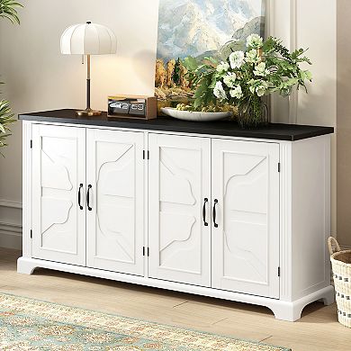 Merax American Country Style Wooden Sideboard with Pine Doors and Legs