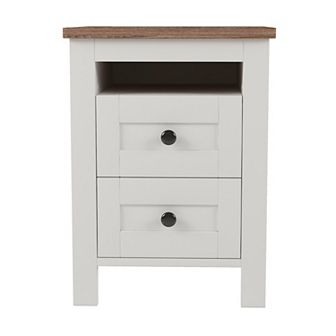 Merax 2-Drawer Farmhouse Wooden Nightstand