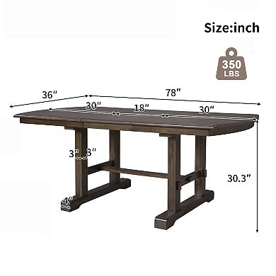 Merax 60"-78" Extendable Dining Table, Farmhouse Wooden Kitchen Table with Removable Leaf