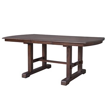 Merax 60"-78" Extendable Dining Table, Farmhouse Wooden Kitchen Table with Removable Leaf