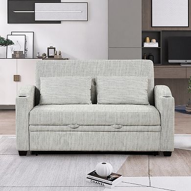 Merax 61.6" Pull Out Sofa Bed Modern Chenille Convertible Loveseat Sofa