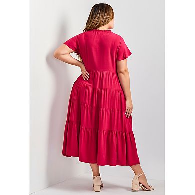 Avenue Women's Plus Size Lani Tiered Dress
