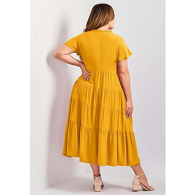 Avenue Women's Plus Size Lani Tiered Dress