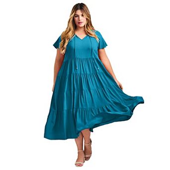 Avenue Women's Plus Size Lani Tiered Dress