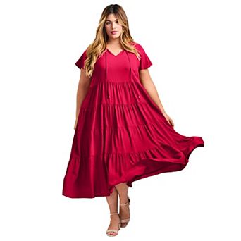 Avenue Women's Plus Size Lani Tiered Dress