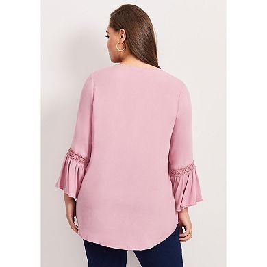 Avenue Women's Plus Size Lace Trim Tunic