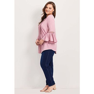 Avenue Women's Plus Size Lace Trim Tunic