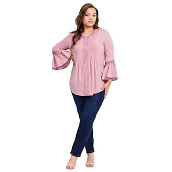 Avenue Women's Plus Size Lace Trim Tunic