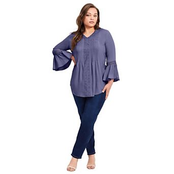 Avenue Women's Plus Size Lace Trim Tunic