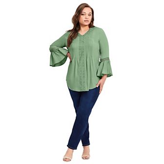 Avenue Women's Plus Size Lace Trim Tunic