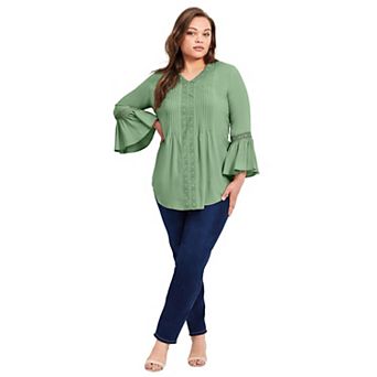 Avenue Women's Plus Size Lace Trim Tunic