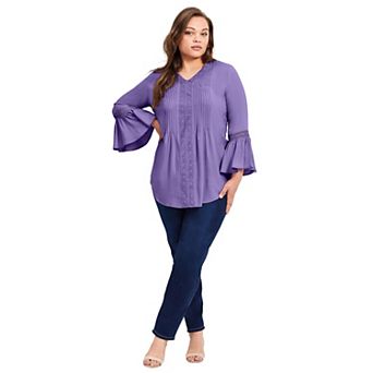 Avenue Women's Plus Size Lace Trim Tunic