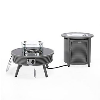 Leisuremod Walbrooke Patio Round Fire Pit And Tank Holder