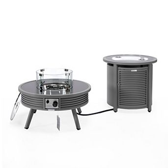 Leisuremod Walbrooke Patio Round Fire Pit And Tank Holder