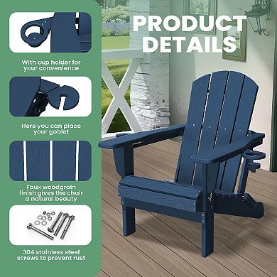 HDPE Foldable Adirondack Chair with Dual Cup Holders