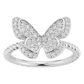 Sunkissed Sterling Sterling Silver Cubic Zirconia Butterfly Ring
