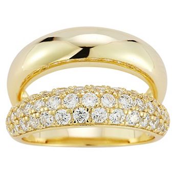 Sunkissed Sterling Sterling Silver Cubic Zirconia Double Stacked Ring