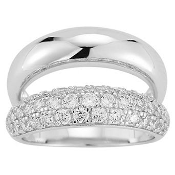 Sunkissed Sterling Sterling Silver Cubic Zirconia Double Stacked Ring