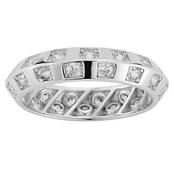 Sunkissed Sterling Sterling Silver Cubic Zirconia Alternating Band Ring