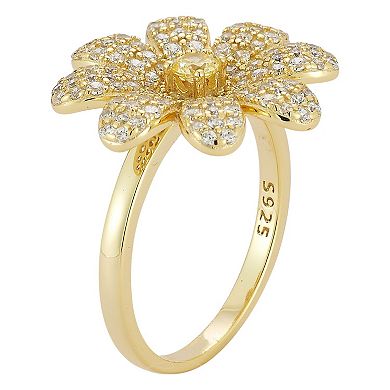 Sunkissed Sterling Sterling Silver Yellow & White Cubic Zirconia Flower Ring