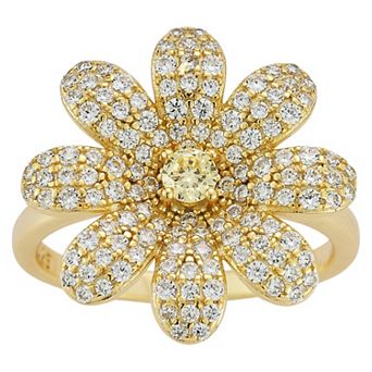 Sunkissed Sterling Sterling Silver Yellow & White Cubic Zirconia Flower Ring