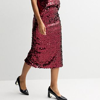 Women's Nine West Sequin Midi Skirt